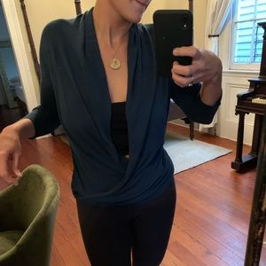 GAP Dark aqua draping wrap top